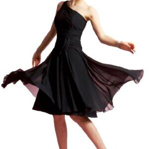 Jasmine B2 Black Chiffon One Shoulder Dress - LNC
